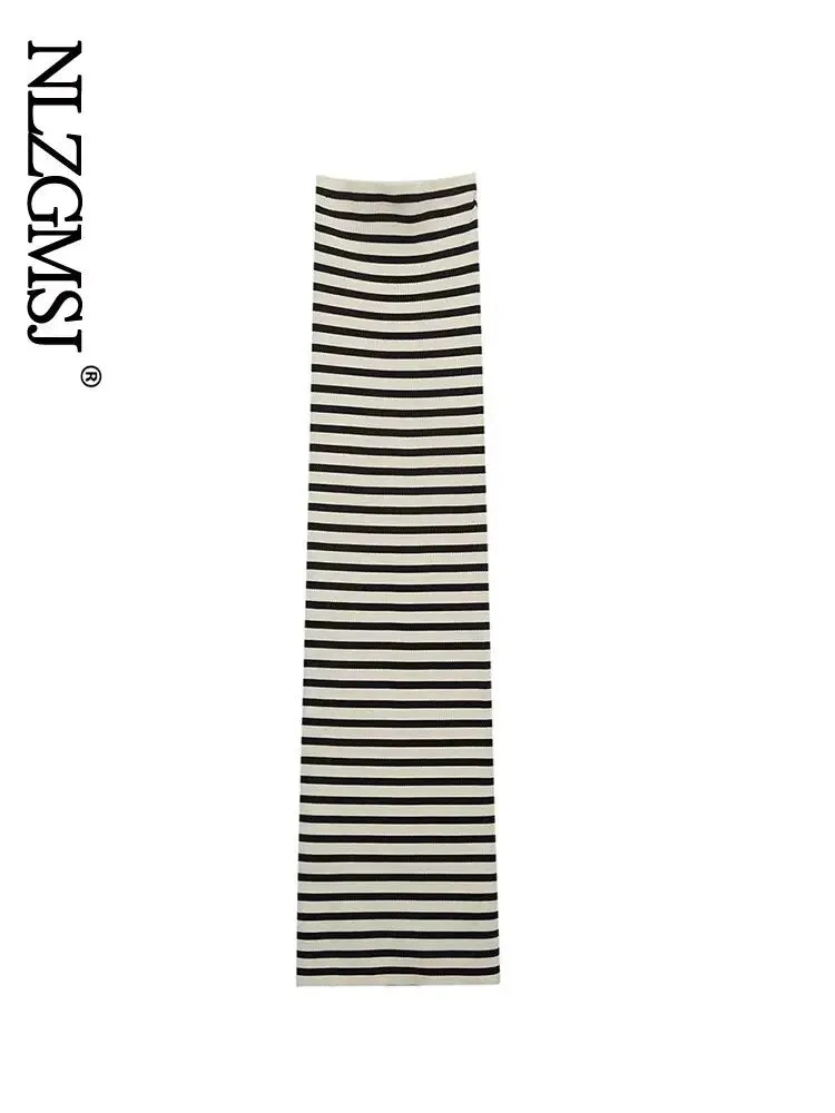 Znbbw 2023 women summer straight knitted dress European and American style striped tube top slim dress 202305 - Image 3