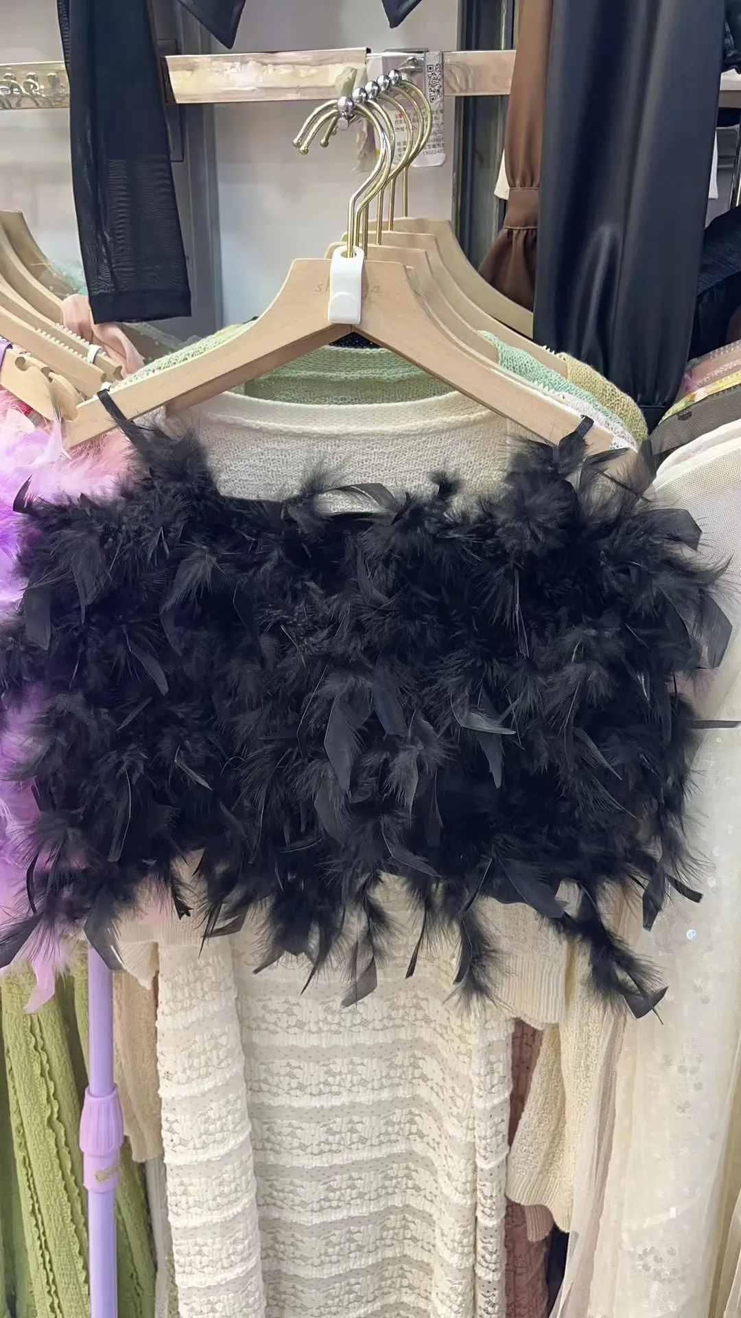 Znbbw Women's Patched Feathers Camis Crop Top Girls Stretchy Back Sweet Tanks Female Fashion Clothing - Image 9