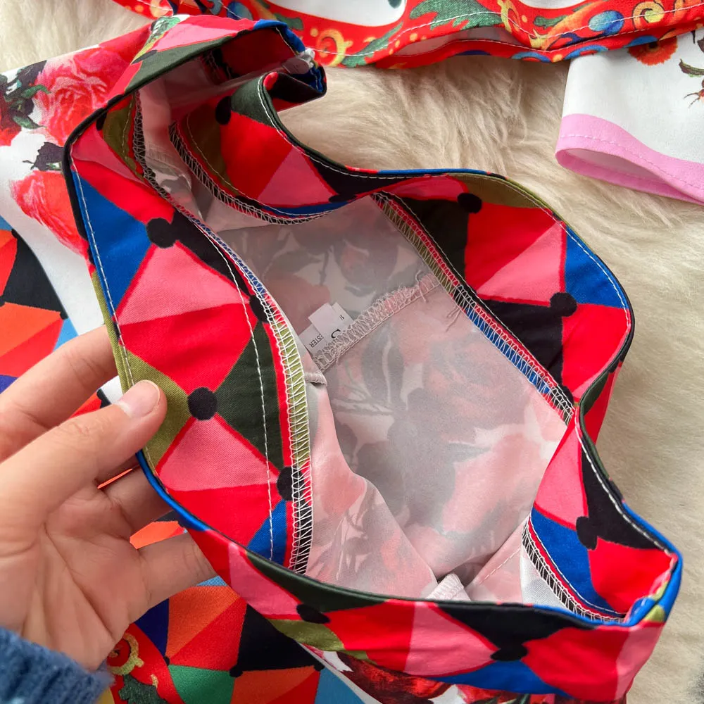 Znbbw 2023 New Fashion Runway Summer Flower Print Suits Women's Vintage Loose Tops and Slim Long Pants 2 Piece Set N58300 - Image 3