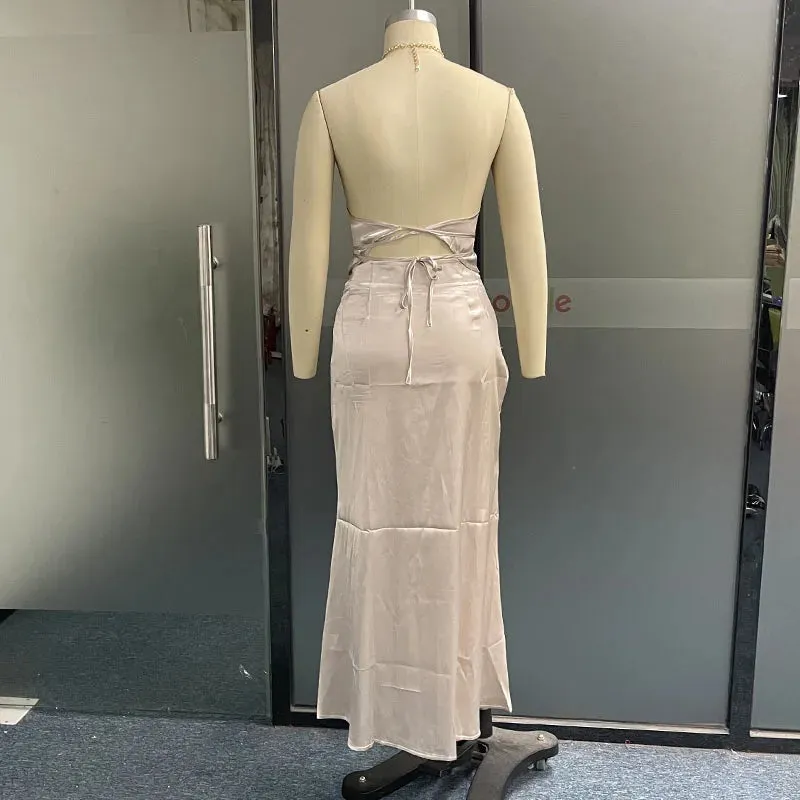 Znbbw Women Two Piece Set Summer Fashion Elegant Solid Sling Sleeveless Top Casual High Waist Lace Up Skirt Sets Streetwear - Image 4