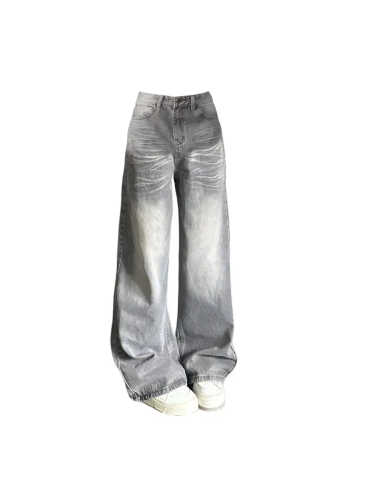 Znbbw Women's Grey Baggy Jeans Harajuku 90s Aesthetic Oversize Hight Waist Denim Trousers Y2k Jean Pants Vintage 2000s Trashy Clothes - Image 2