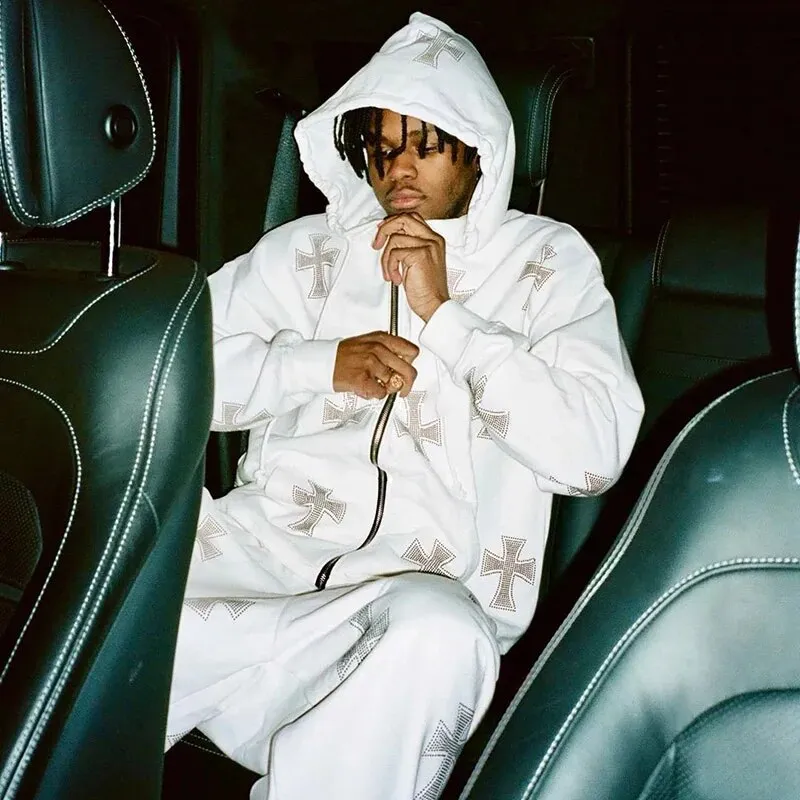 Znbbw Women Hoodies Winter Retro Rhinestone Zip Up Long Sleeve Joggers Sweatshirt Female Korean Fashion Punk Sport Jackets Streetwear - Image 2