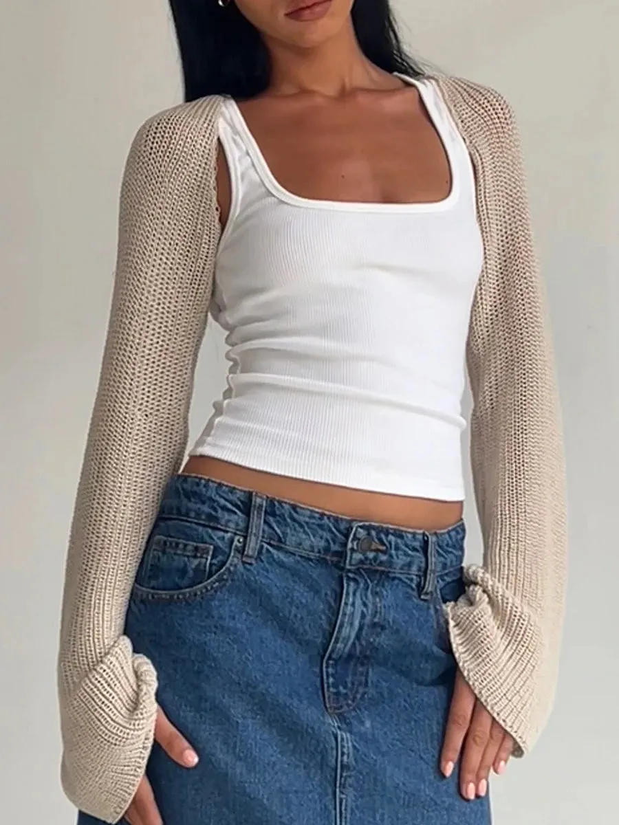 Znbbw Women y2k Crop Shrug Sweaters Fashion Solid Color Long Sleeve Knit Cardigan Open Front Jacket for Dress Streetwear - Image 5