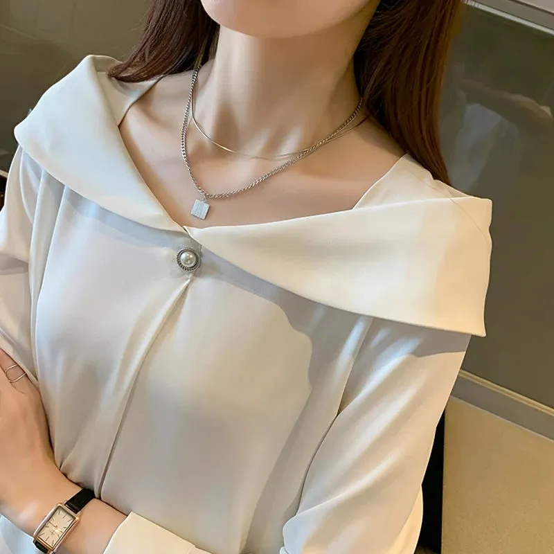 Znbbw Women V-Neck White Chiffon Blouse Shirt Tops Long Sleeve Blouse Women Blusas Mujer De Moda 2023 Blouses Femme Shirts D620 - Image 5