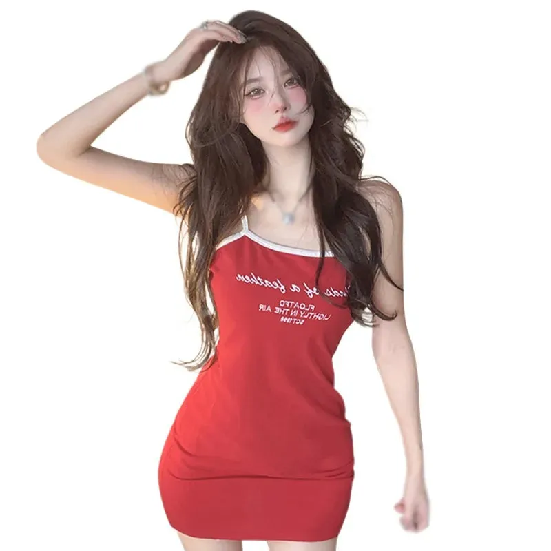 Znbbw Women's Dress Sleeveless Camisole Dress Korean Version Letter Embroidery - Image 4