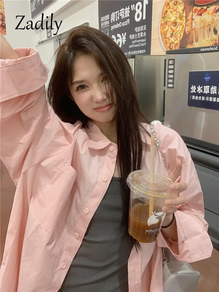 znbbw 2023 Summer Unisex Short Sleeve Woman White BF Shirt Korea Style Oversize Button Up Ladies Blouse Causal Tops Clothing - Image 5