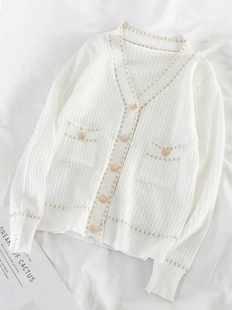 Znbbw Autumn Women's Cardigan New Single-breasted Stitching Cardigan Korean Style Loose and Thin Knit Female Sweater Coat LL295 - Image 2