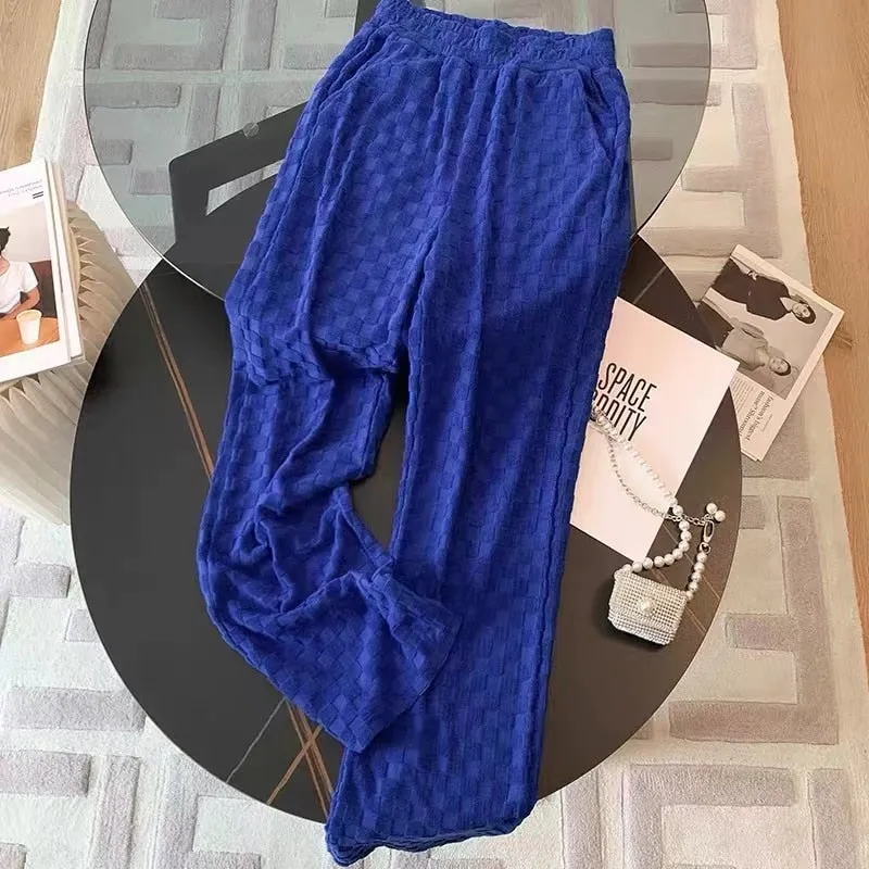 znbbw Women's Cute Cartoon Suits White Bear Print O-Neck Short Sleeve T-Shirt + Blue Elastic Waist Trousers 2 Piece Pants Set Outfits - Image 3