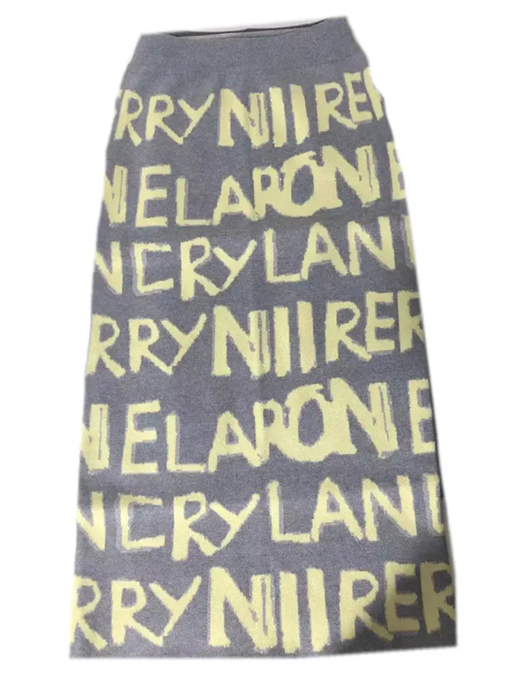 Znbbw Women's Letter Knit Skirt Autumn Winter New High Waist Split Straight Office Lady Long Warm Step Faldas ML297 - Image 11