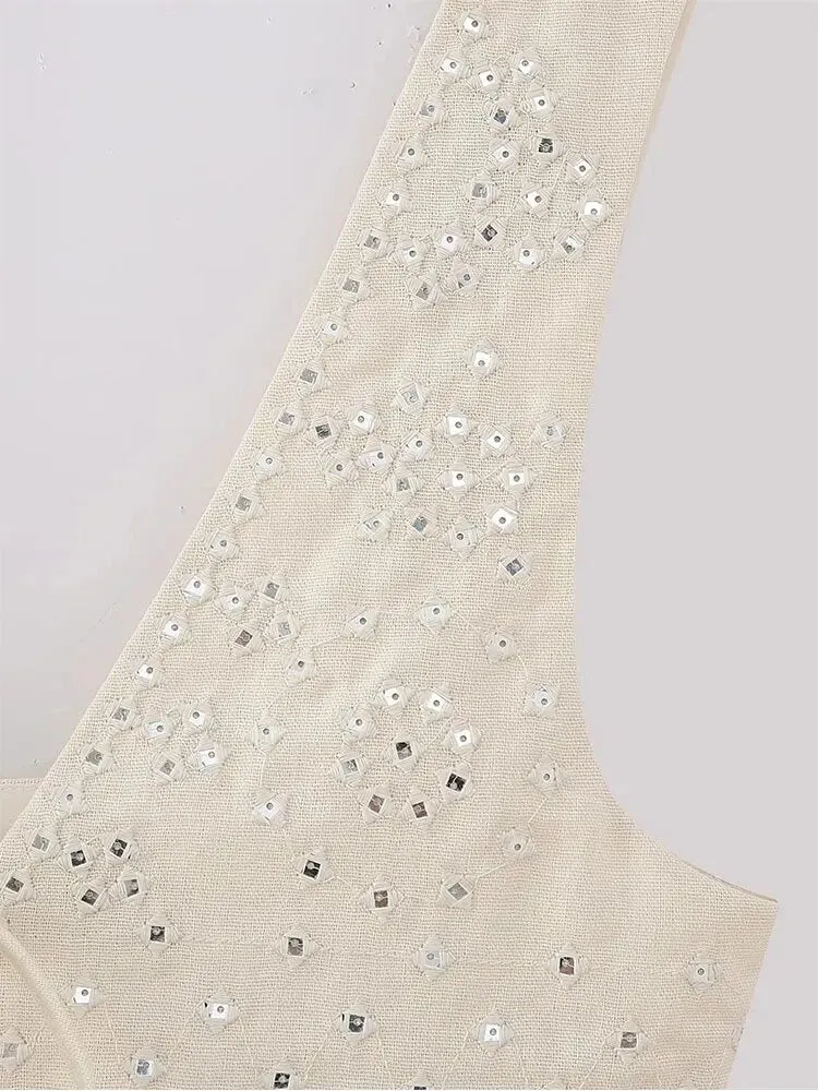 Znbbw Y2K Embroidery Women Waistcoats Summer Lightweight V Neck Sleeveless Tassels Hem Slim Vest Female Crop Top - Image 3