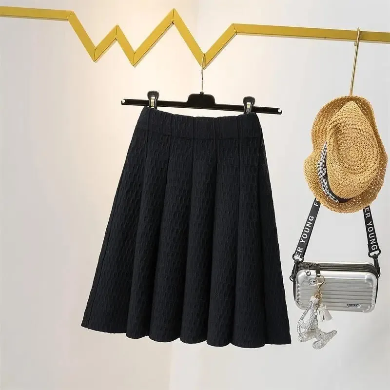 Znbbw and Winter High Waist Knitted Half Skirt Women Versatile A-line Skirt Pleated Skirt Wearing Short Skirt Outside Women - Image 3