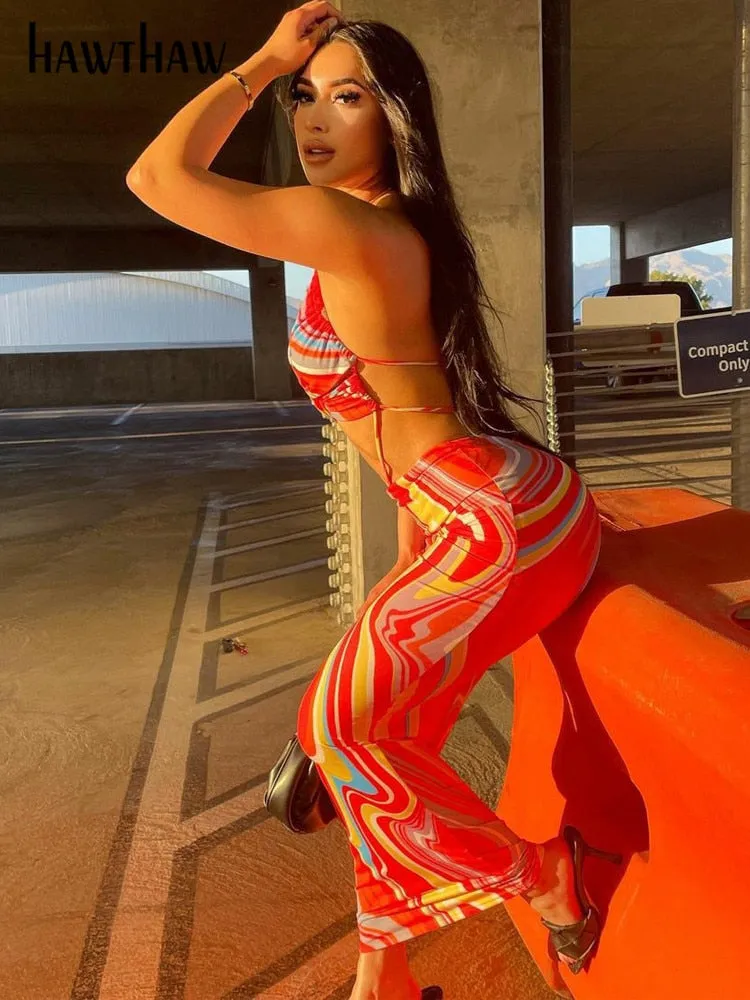 Znbbw Women Sleeveless V Neck Hollow Out Printed Bodycon Beach Vacation Backless Long Dress 2023 Summer Clothes Streetwear - Image 2