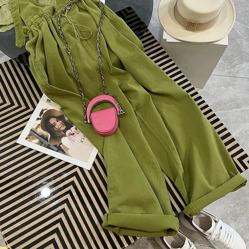 znbbw Women's Korean Chic Summer 2 Piece Pants Sets Women Short Sleeve Knitted Tops+Wide Leg Overalls Pants Suit Casual Jumpsuit Tide - Image 5