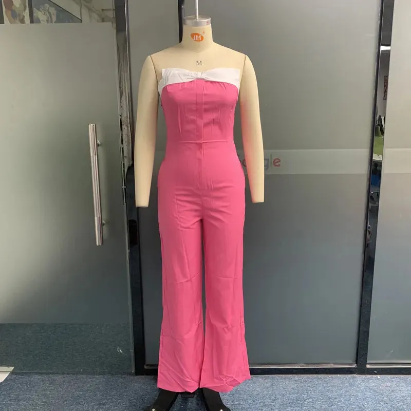 Znbbw Women Jumpsuit Summer Fashion Sexy Strapless Solid Sleeveless Nipped Waist Casual Loose Wide Legs Romper High Streetwear - Image 4