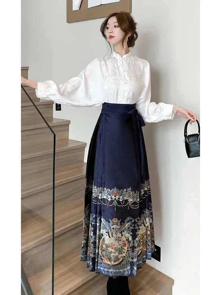 Znbbw Women Spring Autumn Imitation Makeup Horse Face Skirt Chinese Style Chinese High Grade Feeling Slim Commuting Long Skirt D5323 - Image 6