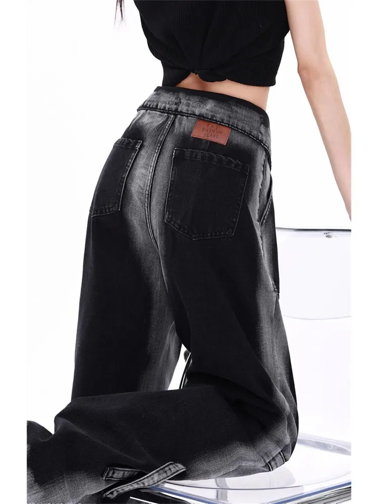 Znbbw Women's Vintage Jeans Baggy High Waist Denim Trouser 2000s Harajuku 90s Aesthetic Retro Korean Y2k Wide Leg Pants Pippie Clothes - Image 5