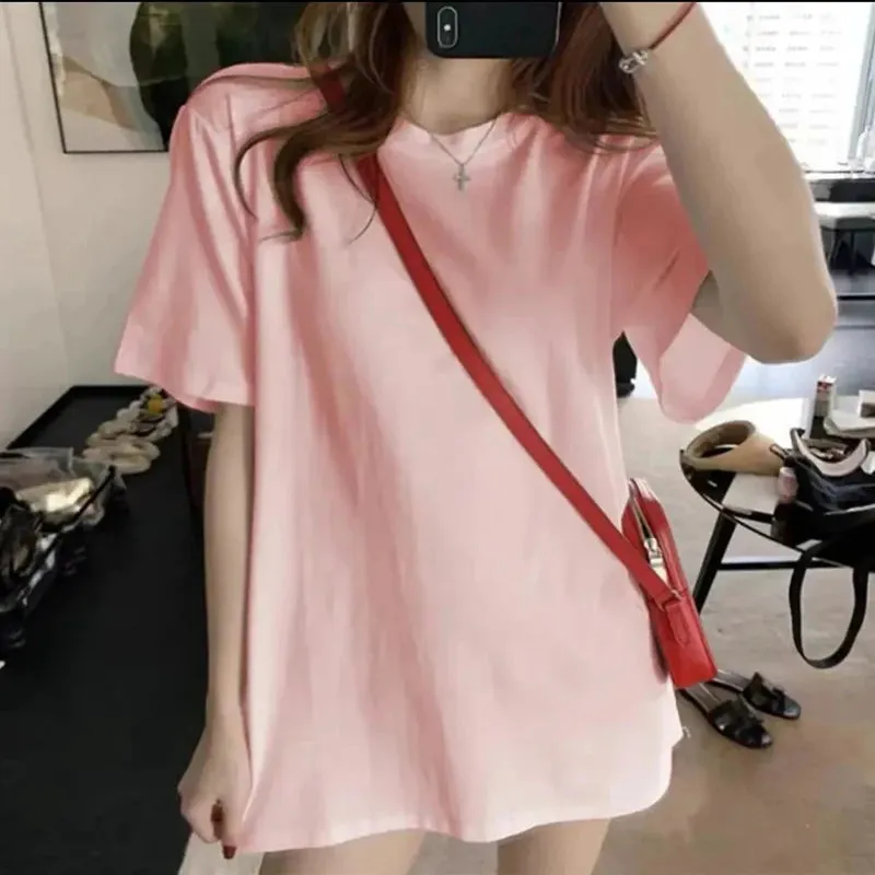 Znbbw 100% Cotton Women Korean T Shirt Fashion Casual Female Loose Summer Tops Preppy Style All Match Student Solid Color Tees - Image 12