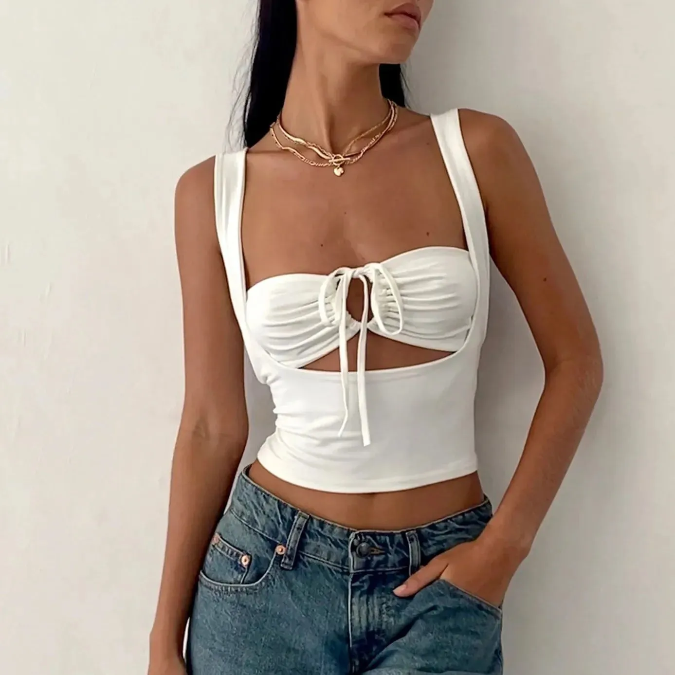 Znbbw Women's Sexy Short Top Spicy Girl Strap Tank Top Women's Underwear - Image 4