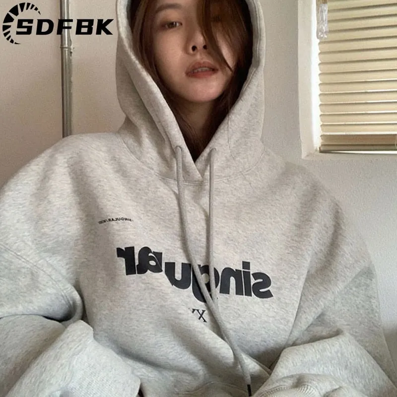 Znbbw Women Oversized Hoodies Casual Streetwear Harajuku Pullover Grey Vintage Long Sleeve Hip Hop Ladies Tops Autumn Women Clothing - Image 2