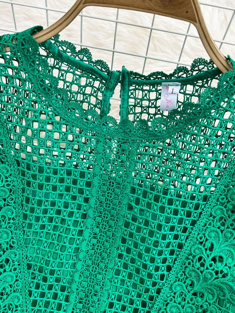 Znbbw Women Autumn Winter Blouse Vintage Round Neck Ruffle Long Sleeve Loose Hook Flower Cut Out Water-soluble Lace Shirt D2062 - Image 3