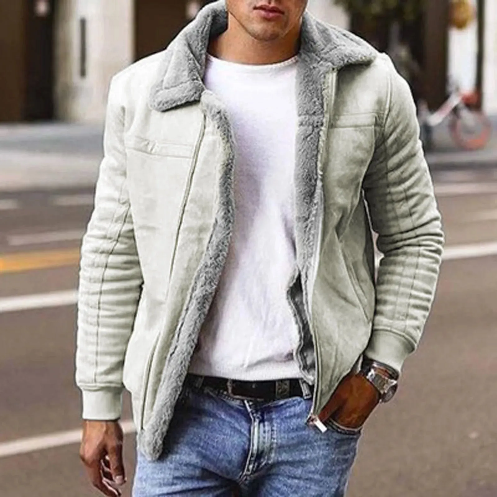 Znbbw Women's Thicken Warm Jacket Fashion Fur Leather Streetwear Mens Streetwear Autumn Long Sleeve Lapel Fleece Outwear 2024