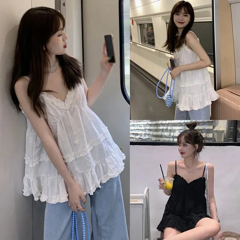 Znbbw Women's Camisole Tank Korean Style Sweet Casual Spaghetti Straps Vest - Image 2