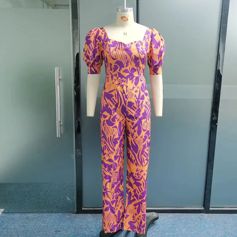 Znbbw Women Jumpsuit Fashion Elegant Short Sleeve V Neck Nipped Waist Loose Casual Wide Legs Pants Romper High Streetwear - Image 4