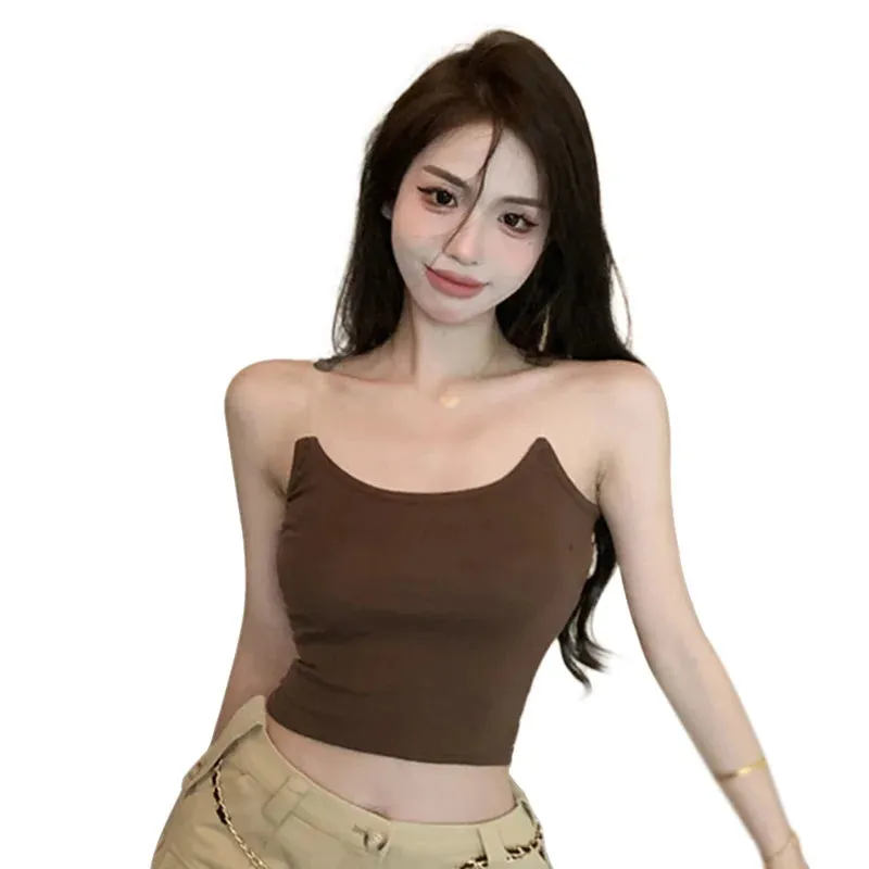 Znbbw Women's Korean One Size Slim Strap Invisible Shoulder Strap Slim Fit Sexy Fashion Strap Chest Cushion Strap Tank Top - Image 12