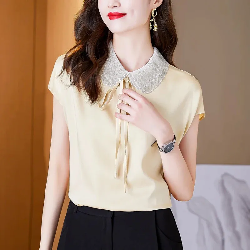 Znbbw Women Short Sleeve Chiffon Blouse Shirt Tops Women Blusas Mujer De Moda 2023 Verano Blouses Camisas Blusa Feminina F485 - Image 3