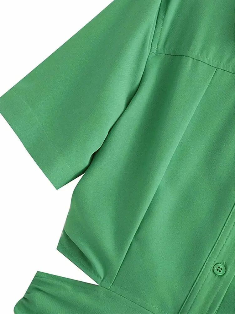 Znbbw ZBZA Women 2023 Shirt Dress Women Waist Cut-out Midi Dress Fashion Design Sexy Elegant Femme Vestidos 202307 - Image 12