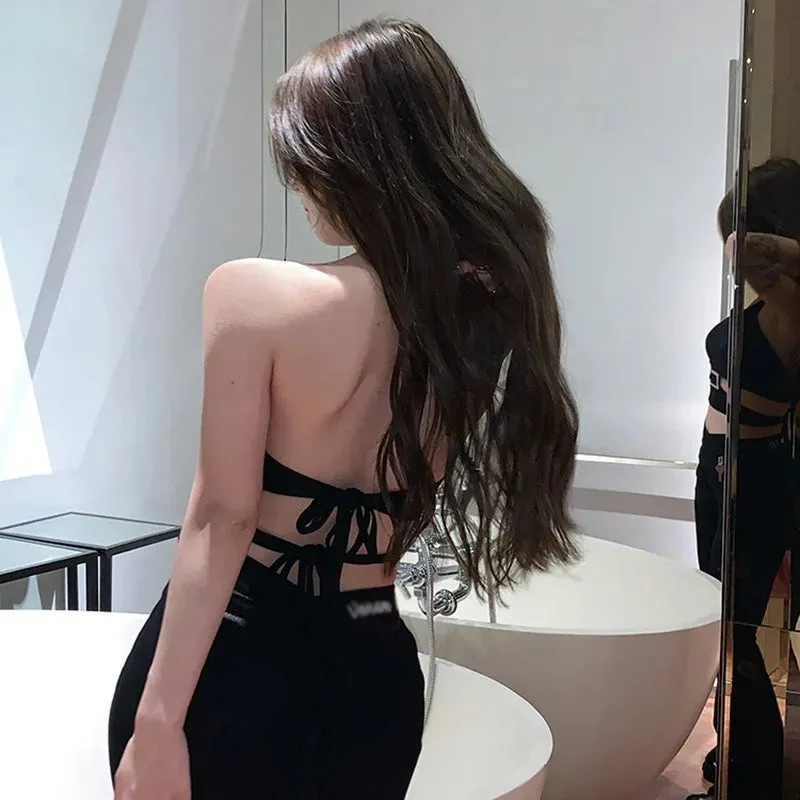 Znbbw Women's Camisole Bandage Metal Buckle Sleeveless  Tank Top Solid Color T-shirt - Image 4