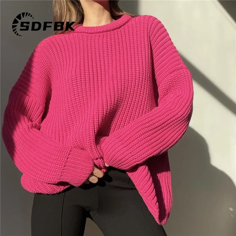 Znbbw O Neck Sweater Women 2023 Autumn Winter Warm Casual Loose Solid Pullovers Basic Soft Elegant Knitwear Jumper Sweaters - Image 2