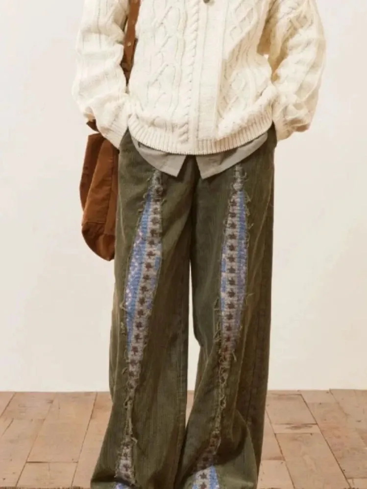 Znbbw Vintage Pantalones De Mujer Patchwork High Waist Casual Loose Design Pants for Women Spring Autumn All Match Clothing - Image 5