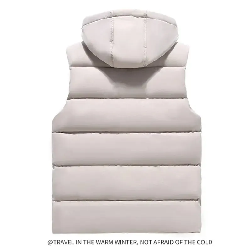 Znbbw Men Hooded Vest 5XL Solid Fashion Autumn Women's Heated Jacket Large Size High Quality Sleeveless Warm Coats Fishing Cold Vests