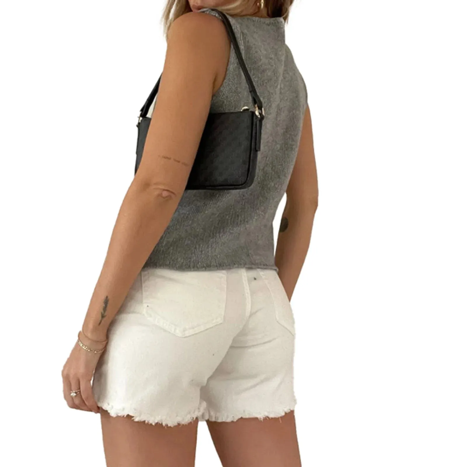 Znbbw Women y2k Fairycore Grunge Aesthetic Clothes Knit Vest Solid Button Down V Neck Sleeveless Crop Tops Vintage Casual Streetwear - Image 4