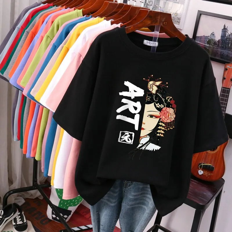 Znbbw 100% Cotton Plus Size L-6XL T Shirt Print Tshirt Short Sleeve Women's Top Chinese Style Summer Couple O Neck T Shirts - Image 12