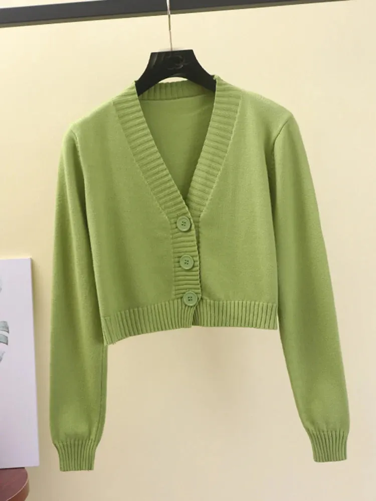 Znbbw Women's Cropped Cardigan Sweaters Female Black White Short Sweater V Neck Single Breasted Sweater Woman Knitted Cardigan GD153 - Image 10