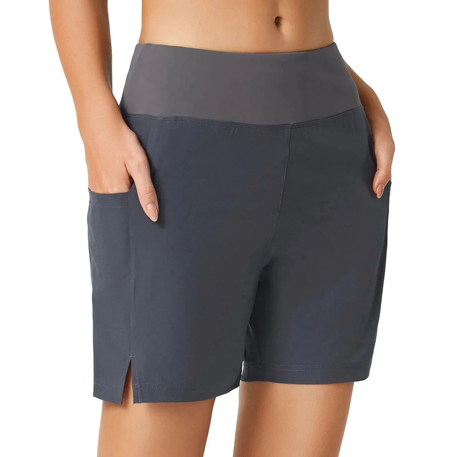 Znbbw Women Swim Shorts High Waisted Bathing Suit Bottoms Drawstring Swimsuit Tankini Summer Casual Skinny Fitness Solid Boy Shorts - Image 9