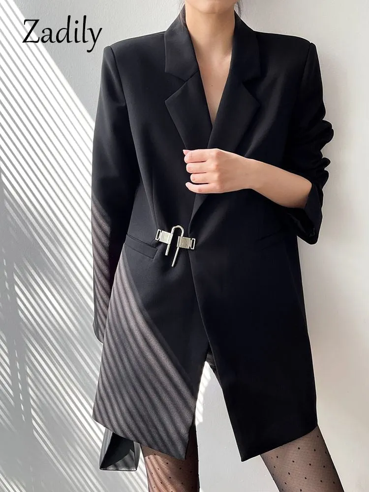 znbbw 2023 Autum Oversize Full Sleeve Long Blazer Women Minimalist Style Solid Sequined Suit Blazers Winter Female Clothing - Image 4