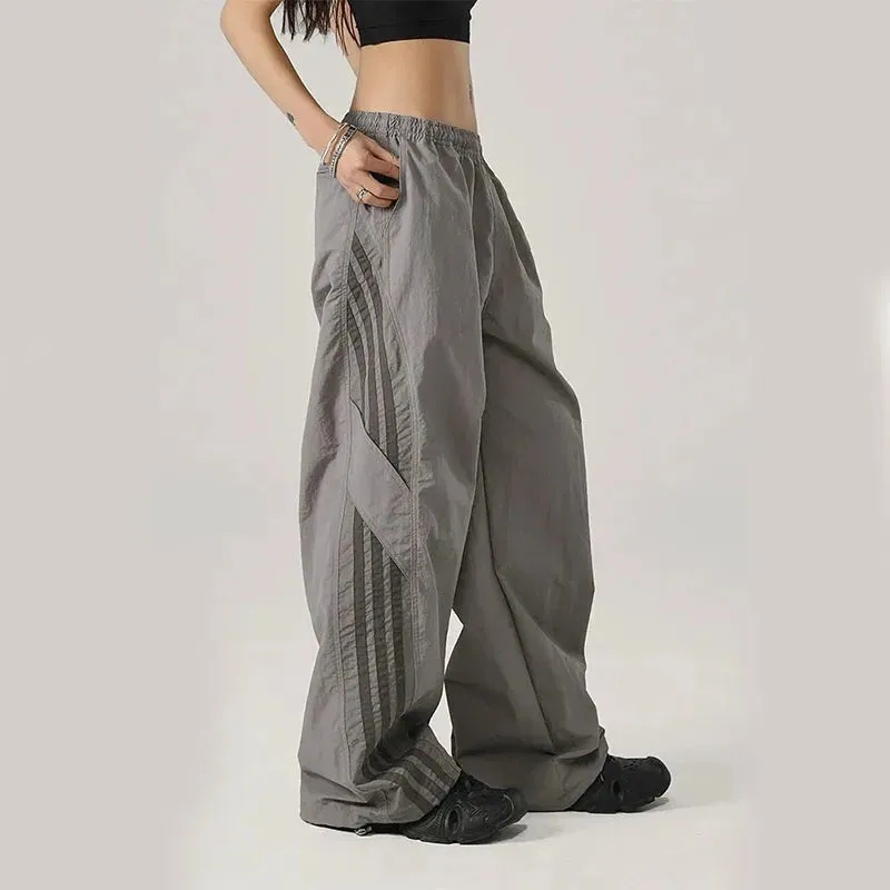 Znbbw Baggy Streetwear Cargo Pants Women Korean High Waist Striped Parachute Sweatpants Bf Oversize Hip Hop Wide Leg Trousers - Image 1