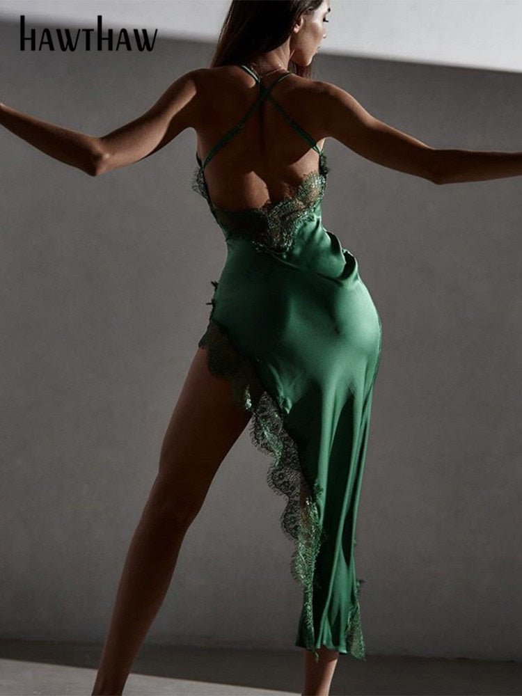 Znbbw Women Sexy Lace Party Club Backless Bodycon Stain Black Straps Midi Dress 2023 Summer Clothes Wholesale Items For Resale - Image 3