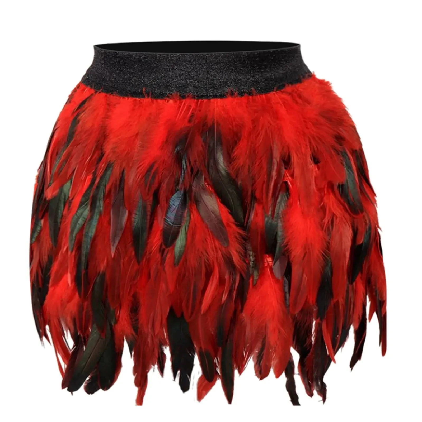 Znbbw Women'S European And American Carnival Stage Performance Clothing Feather Half Body Skirt Short Skirt Chiffon Skirts for Women - Image 3