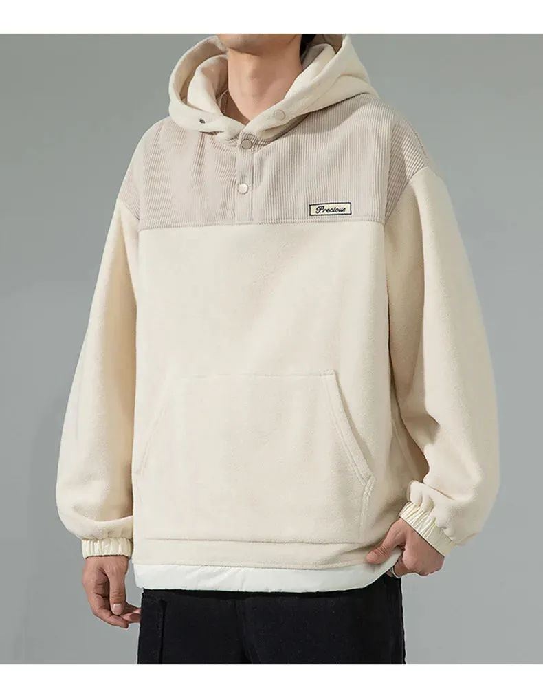 Znbbw Men Fleece Hoodies Autumn Winter New Loose Harajuku Pullover Tops Streetwear Long Sleeve Sweatshirts Hip Hop Men's Clothing - Image 5