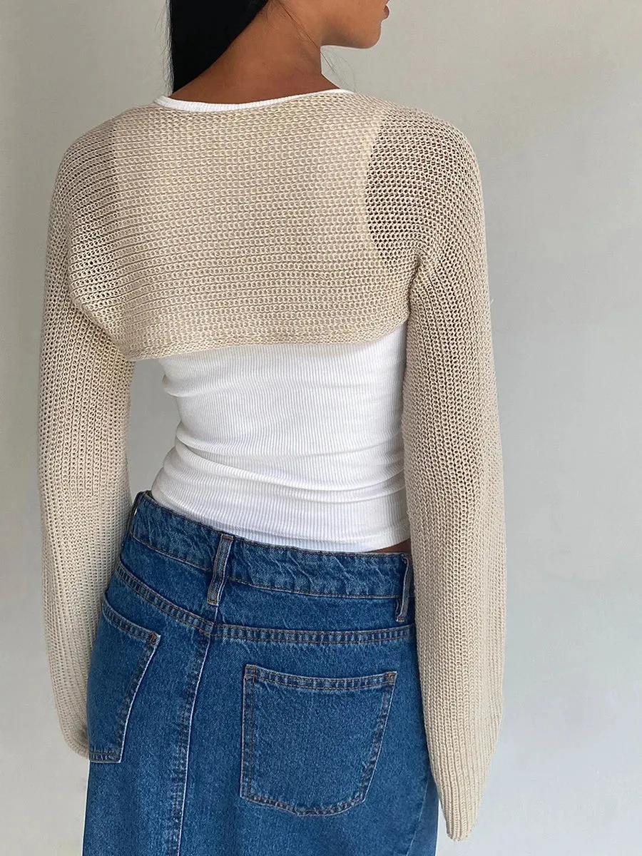 Znbbw Women y2k Crop Shrug Sweaters Fashion Solid Color Long Sleeve Knit Cardigan Open Front Jacket for Dress Streetwear - Image 6