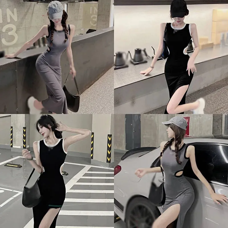 Znbbw Women's Korean version round necked open waist dress with a slim fit and sexy sleeveless vest dress - Image 3