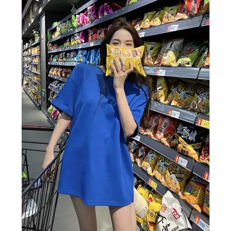 Znbbw 100% Cotton Women Korean T Shirt Fashion Casual Female Loose Summer Tops Preppy Style All Match Student Solid Color Tees - Image 2