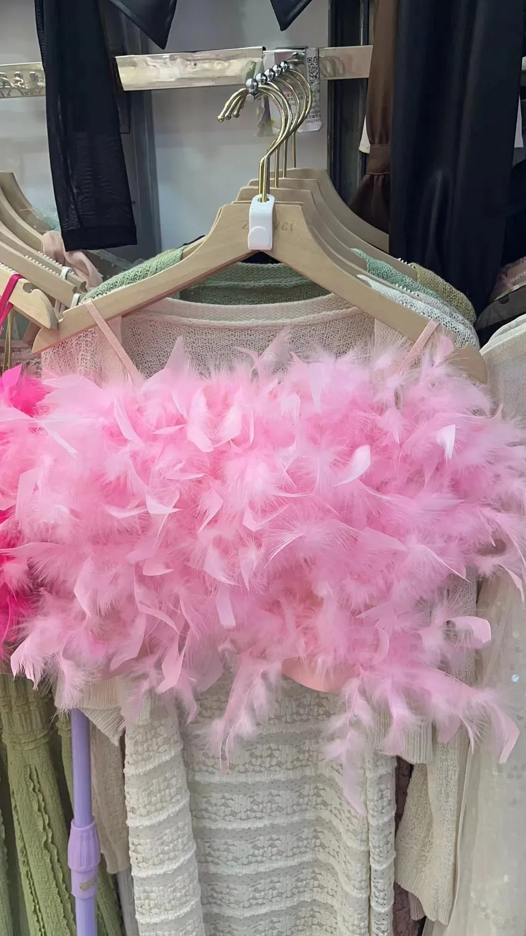 Znbbw Women's Patched Feathers Camis Crop Top Girls Stretchy Back Sweet Tanks Female Fashion Clothing - Image 11