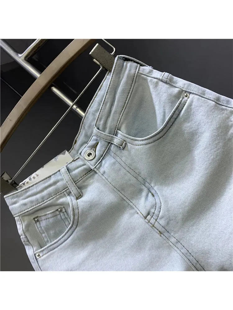 Znbbw Women's Ligtht Blue Denim Shorts Streetwear Y2k Mini Short Pants Harajuku Korean Vintage High Waist Shorts Jeans 2000s Clothes - Image 4