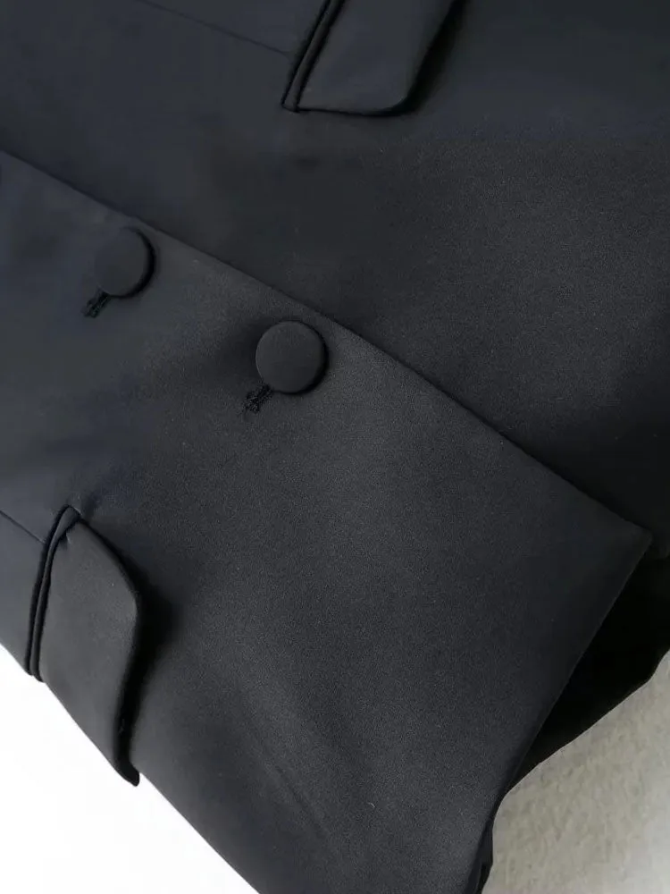 Znbbw 2023 Woman 2 Pieces Vest Sets Single Breasteed Filp Over Underwear Vest + Split Straight Trousers Causal Women Suits - Image 4