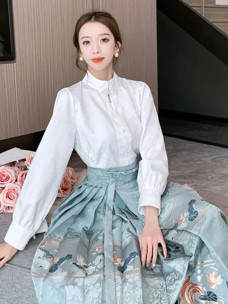 Znbbw Women Spring Autumn Skirt Temperament Daily Elegant New Chinese Style Retro Style Appear Thin Casual Horse-face Skirt D5700 - Image 4
